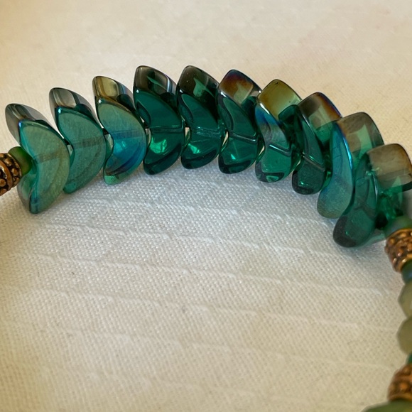 Alex and Ani Vintage Sixty- six Wrap Bracelet with Green Stones and Copper Beads - Picture 4 of 7